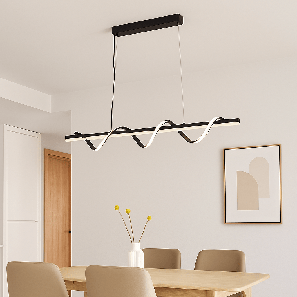 Pendul LED cu Telecomandă Venera, 94W, Lumină Caldă/Neutră/Rece, Negru - AdeHouse — Finisaje și Iluminat Premium.