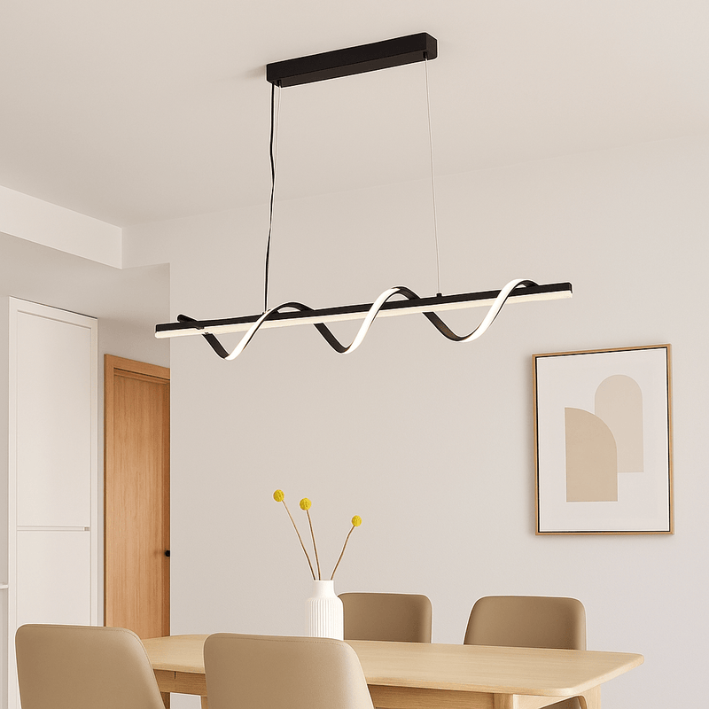 Pendul LED cu Telecomandă Venera, 100×15 cm, 94W, Lumină Caldă/Neutră/Rece, Negru