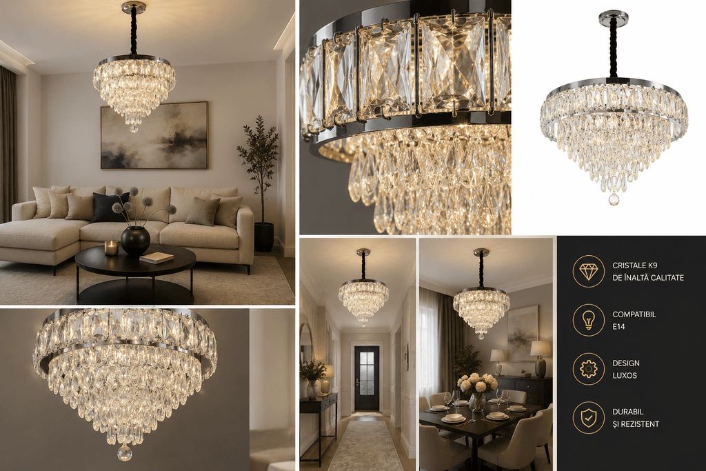 Candelabru Cristal Nicostrata, 80W - AdeHouse — Finisaje și Iluminat Premium.
