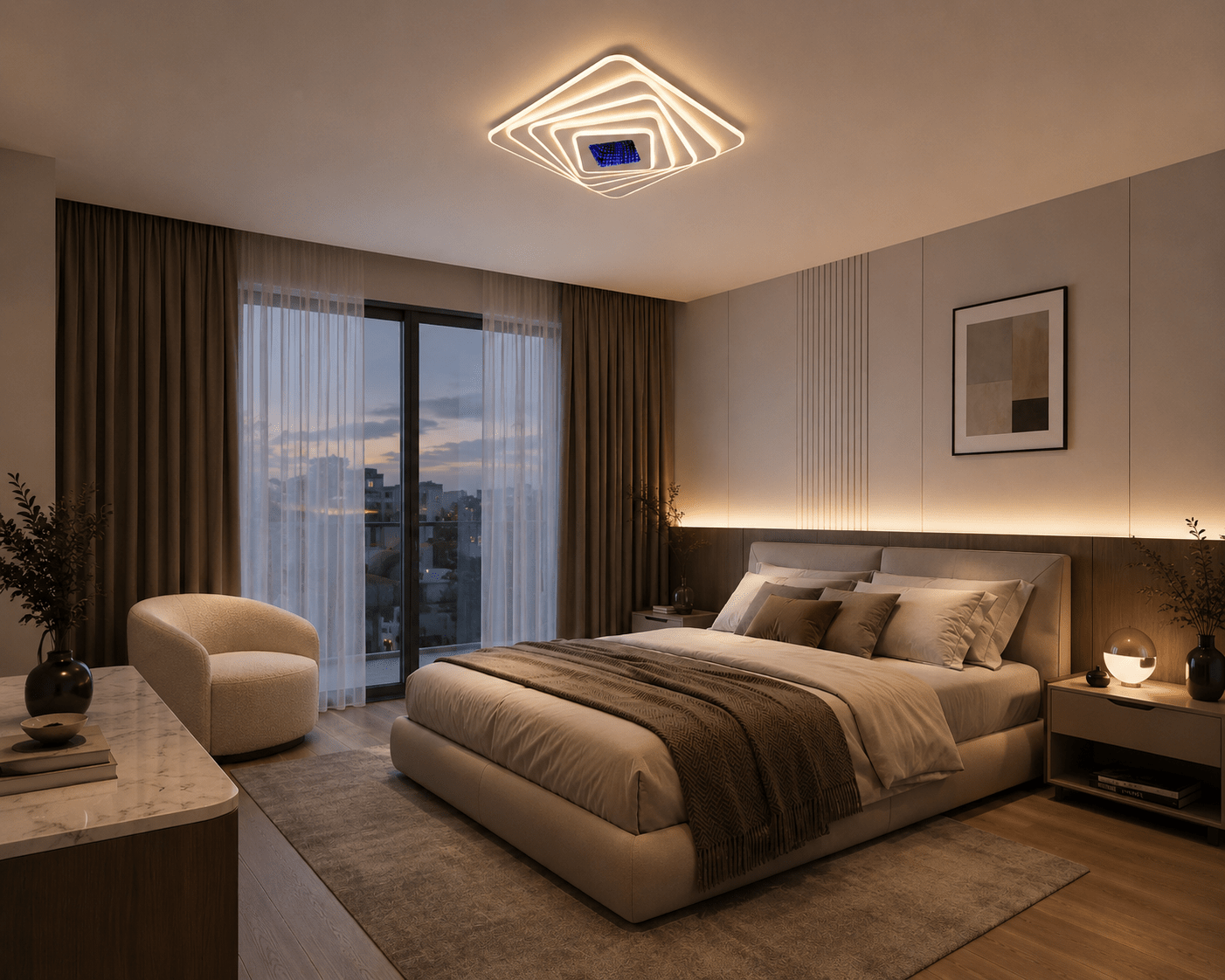 Lustră LED cu Telecomandă Clementina, 243W, Lumină Caldă/Neutră/Rece - AdeHouse — Finisaje și Iluminat Premium.