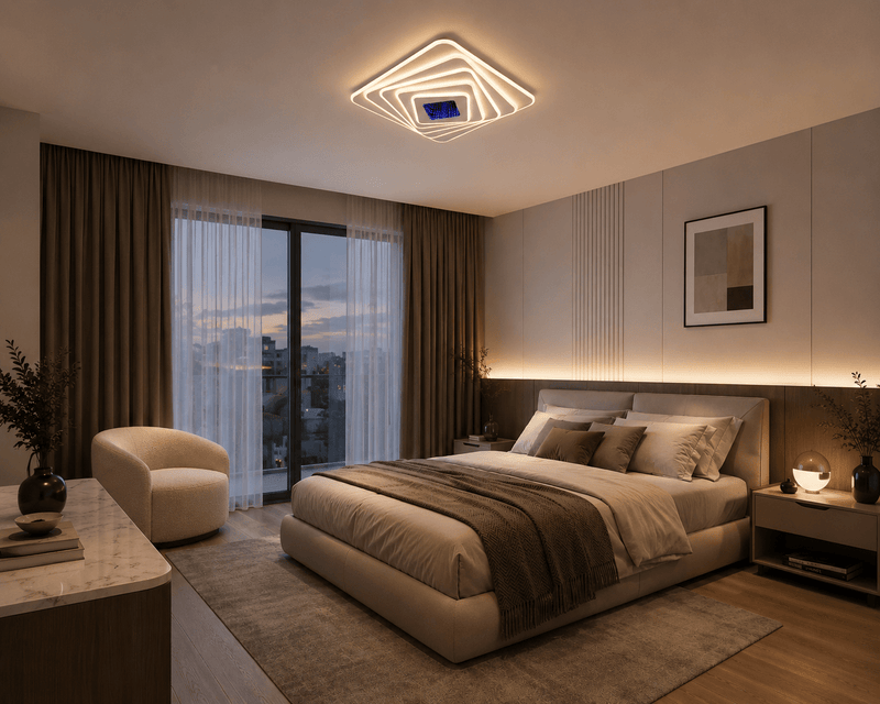 Lustră LED cu Telecomandă Clementina, 50×50 cm, 243W, Lumină Caldă/Neutră/Rece
