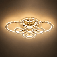 Lustră LED cu Telecomandă Fabiola, 328W, Ø170 cm, cu Inele, cu Cristale, Lumină Caldă/Neutră/Rece, Alb - AdeHouse — Finisaje și Iluminat Premium.