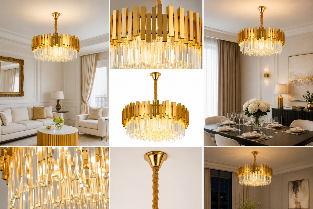 Candelabru Cristal Almira, Auriu