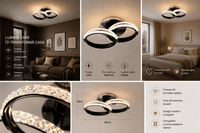 Lustră LED cu Telecomandă Rosmunda, 36W, cu Cristale, Lumină Caldă/Neutră/Rece, Negru - AdeHouse — Finisaje și Iluminat Premium.