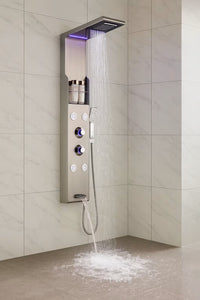 Panou de Dus Lux Silver CloudRain cu LED, Masaj,Dimensiune 130CM
