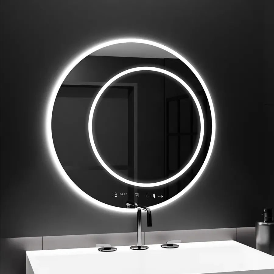 Oglindă LED Baie cu Dezaburire Adelisa, Buton Touch - AdeHouse — Finisaje și Iluminat Premium.
