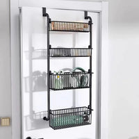 Organizator metalic cu 4 nivele pentru usa – suport depozitare 2 cosuri mari + 2 mici, culoare alb sau negru