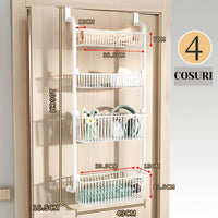 Organizator metalic cu 4 nivele pentru usa – suport depozitare 2 cosuri mari + 2 mici, culoare alb sau negru