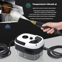 Aparat de curatat cu abur, 4 accesorii incluse, 2500W, alb/negru