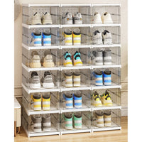 Set 4 cutii organizatoare pentru incaltaminte, pliabile, design transparent, 34.5x25.5x105cm, alb