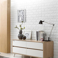 Tapet 3D caramizi albe, auto-adeziv pentru interior, 70 x 77 cm, 5 mm grosime