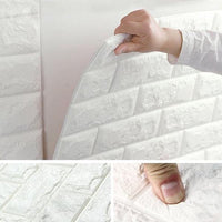 Tapet 3D caramizi albe, auto-adeziv pentru interior, 70 x 77 cm, 5 mm grosime